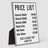 Prijslijst voor Barber-winkels Fotoplaat (Zijkant)