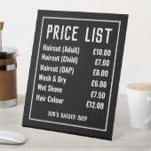 Prijslijst voor Barber-winkels Reclamebord Met Voetstuk (Insitu)
