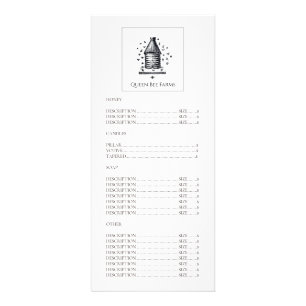 prijslijst voor bijenkorven of Boerderijen Reclamekaart