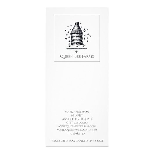  prijslijst voor bijenkorven of Boerderijen Reclamekaart (Achterkant)