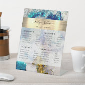 Prijslijst voor blauwe zilverglitter waterverf reclamebord met voetstuk (Insitu)