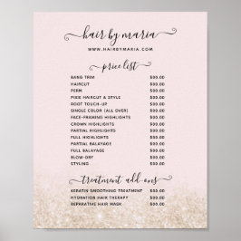 Prijslijst voor Blush Pink en Gold Glitter Hair Sa Poster