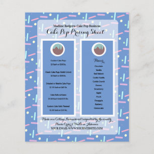Prijslijst voor cake pop-bedrijfslogo met sprinkle flyer