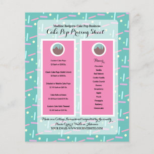 Prijslijst voor cake pop-bedrijfslogo met sprinkle flyer