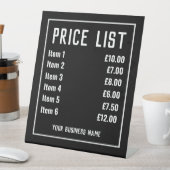 Prijslijst voor detailhandel reclamebord met voetstuk (Insitu)