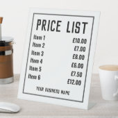 Prijslijst voor detailhandel reclamebord met voetstuk (Insitu)