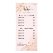 Prijslijst voor Elegant roze goudmarmer Agate Serv Reclamekaart (Achterkant)