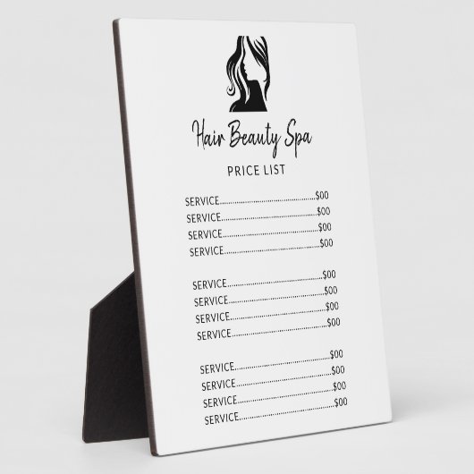 Prijslijst voor haarsalon elegant wit en zwart fotoplaat (Zijkant)