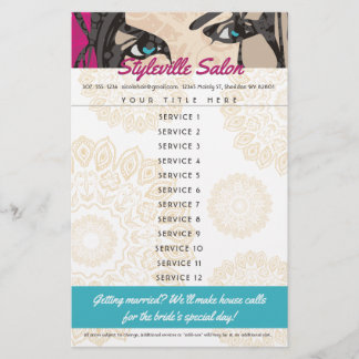 Prijslijst voor haarstylist schoonheidssalon visag flyer