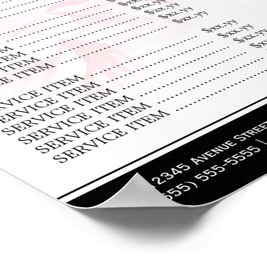 Prijslijst voor haarzalf Blush Pink Gold Chic Flor Poster (Hoek)