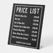 Prijslijst voor hairdresser Hair Salon Reclamebord Met Voetstuk (Voorkant)