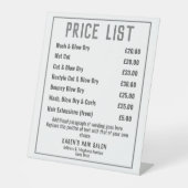 Prijslijst voor hairdresser Hair Salon Reclamebord Met Voetstuk (Voorkant)