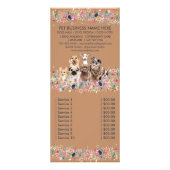 Prijslijst voor honden reclamekaart (Achterkant)