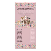 Prijslijst voor hondenzetters reclamekaart (Achterkant)