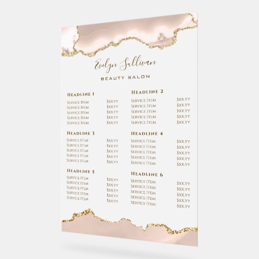 Prijslijst voor ivoor Blush Agate Acryl Bord (Hoek)