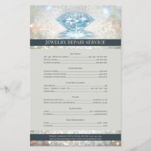 Prijslijst voor juwelen reparatie met mousserende flyer