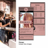 Prijslijst voor kapsalon Pink & Black Reclamekaart