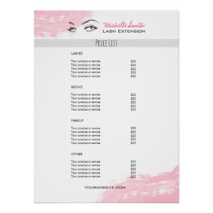 Prijslijst voor Lash extension Minimalist Lash Ser Perfect Poster