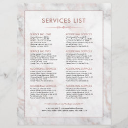 Prijslijst voor moderne Roos-Gold Marble Services Flyer