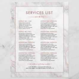 Prijslijst voor moderne Roos-Gold Marble Services Flyer