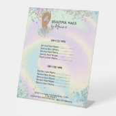 Prijslijst voor nageltechnicus Mani Salon Holograf Reclamebord Met Voetstuk (Voorkant)