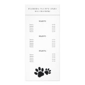 Prijslijst voor Paw Print Services Dog Groomer Rac Reclamekaart (Voorkant)