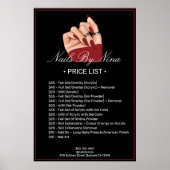 Prijslijst voor professionele nagelstudio's poster (Voorkant)