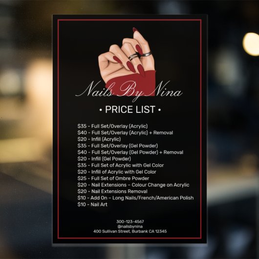 Prijslijst voor professionele nagelstudio's poster