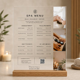 Prijslijst voor Spa Massage Therapeut Diensten Acryl Bord