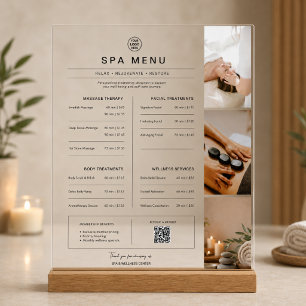 Prijslijst voor Spa Massage Therapeut Diensten Acryl Bord