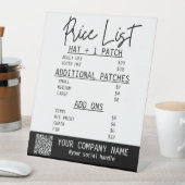 Prijslijst voor trucker hoed bar reclamebord met voetstuk (Insitu)