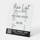 Prijslijst voor trucker hoed bar reclamebord met voetstuk (Voorkant)