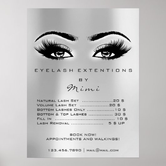 Prijslijst voor uitbreiding van wimpers Makeup Eye Poster (Voorkant)