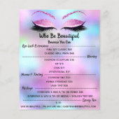 Prijslijst voor wimpers Glitter Make-up Artiest Fu Flyer (Achterkant)