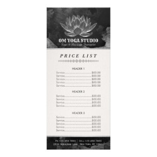 Prijslijst voor YOGA Meditation Reiki Instructor L Reclamekaart