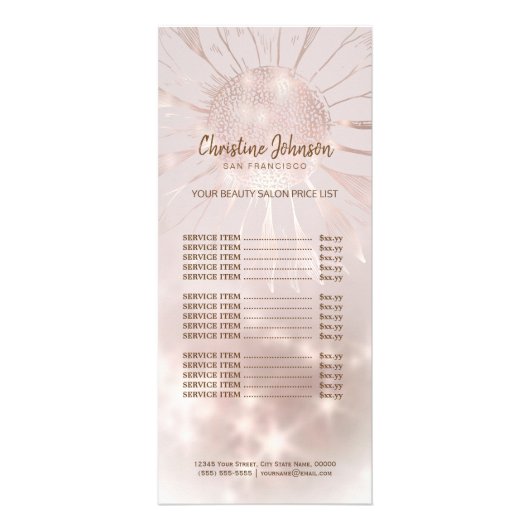 prijslijst voor zonnebloemen reclamekaart (Voorkant)