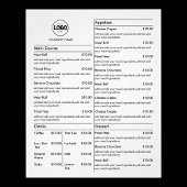 Prijslijst | White Business Menu Modern Restaurant