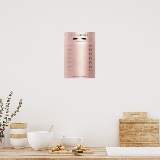 Prijslijst Wimper Extensions Make-up Artist Poster (Keuken)