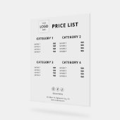 Prijslijst Zakelijk Logo Acryl Acryl teken Acryl Bord (Hoek)