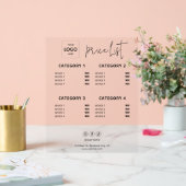 Prijslijst Zakelijk Logo Acryl Acryl teken Acryl Bord (Huwelijk)