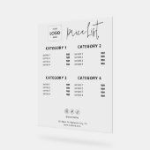 Prijslijst Zakelijk Logo Acryl Acryl teken Acryl Bord (Hoek)