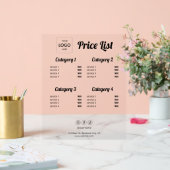 Prijslijst Zakelijk Logo Acryl Acryl teken Acryl Bord (Huwelijk)