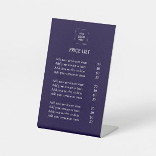 Prijslijst Zakelijk logo moderne blauwe kleur Reclamebord Met Voetstuk