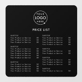 Prijslijst | Zakelijk logo zwart modern minimalist Raamsticker (Vel)