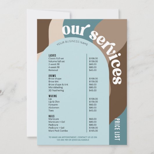 Prijslijst Zakelijke Diensten Trendy Retro Neutraa (Voorkant)