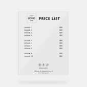 Prijslijst Zakelijke Logo Acryl Acryl Bord (Voorkant)