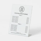 Prijslijst zakelijke Logo Reclamebord Met Voetstuk (Voorkant)