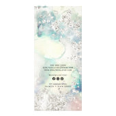 Prijslijst zilverkleurige glitter teal aquarel reclamekaart (Achterkant)