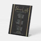 Prijslijst zwart-wit en bruinkool reclamebord met voetstuk (Voorkant)