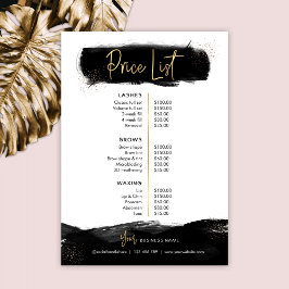 Prijslijst zwart-wit en gouden moderne schoonheids